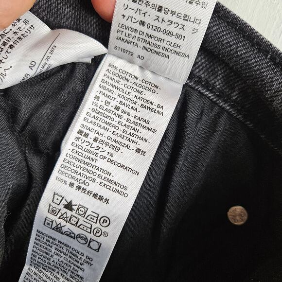 Levi's Ribcage Stright Ankle Jeans 31 Washed Black Button Fly High Rise - Picture 8 of 8